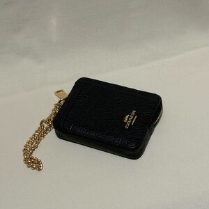 Coach Black Wristlet with Gold Chain